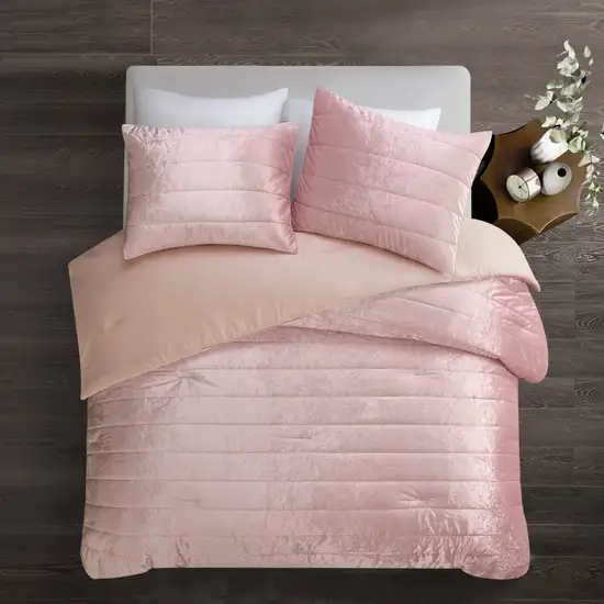 Blush King Polyester 180 Thread Count Washable Down Comforter Set Photo 5