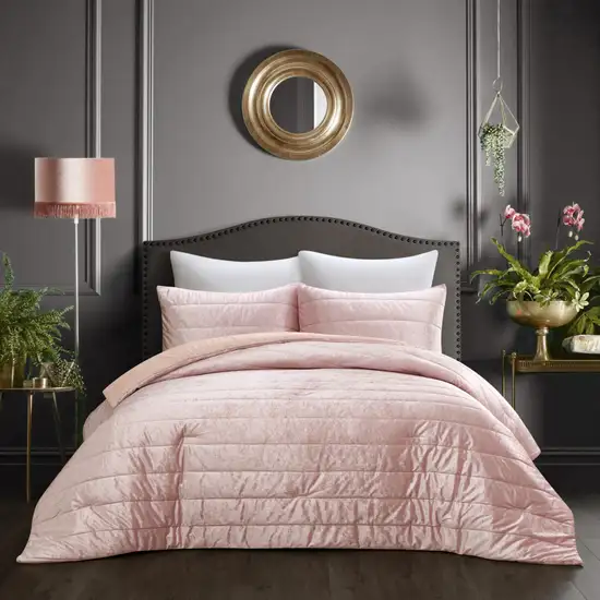 Blush King Polyester 180 Thread Count Washable Down Comforter Set Photo 6
