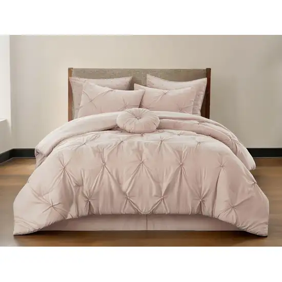 Blush King Polyester 180 Thread Count Washable Down Comforter Set Photo 1