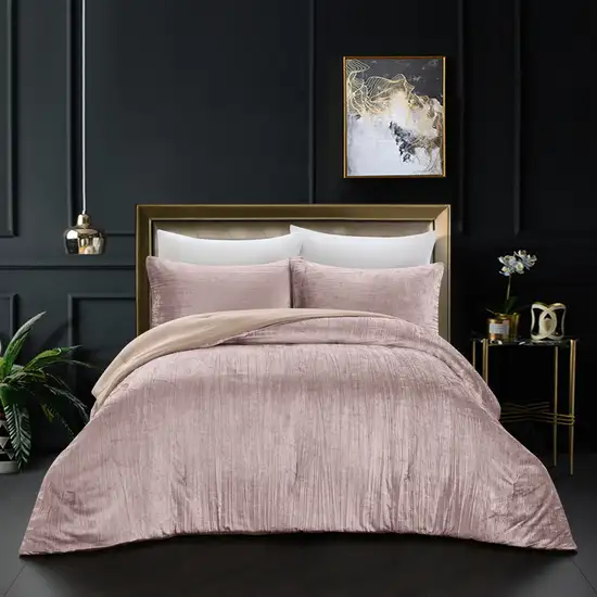 Blush King Polyester 180 Thread Count Washable Down Comforter Set Photo 5