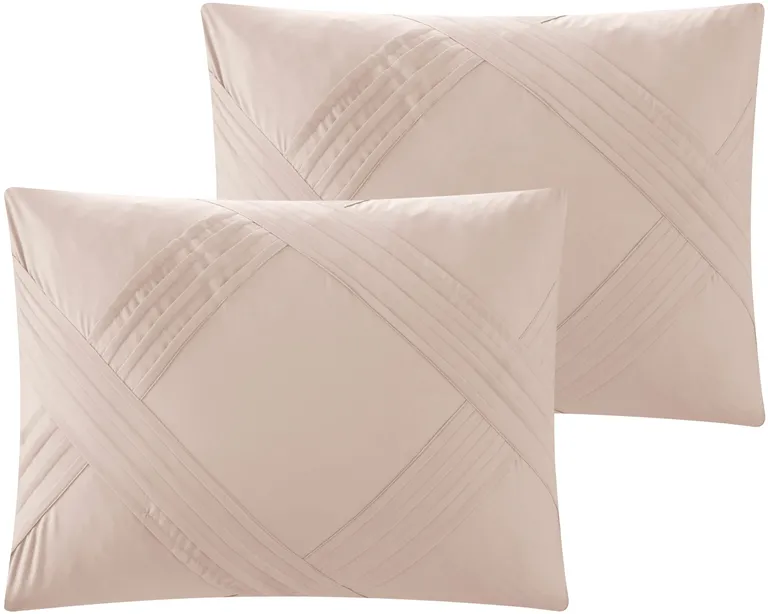 Blush King Polyester 140 Thread Count Washable Down Comforter Set Photo 3