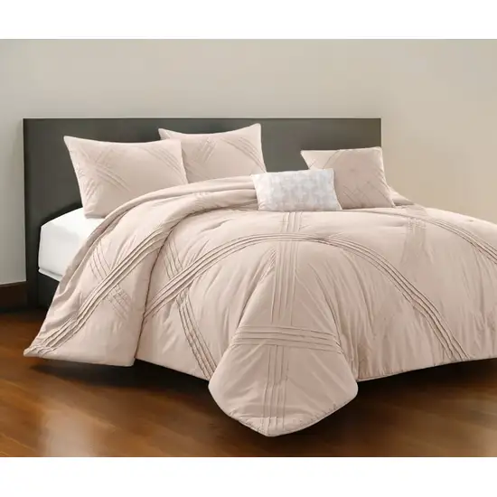 Blush King Polyester 140 Thread Count Washable Down Comforter Set Photo 1