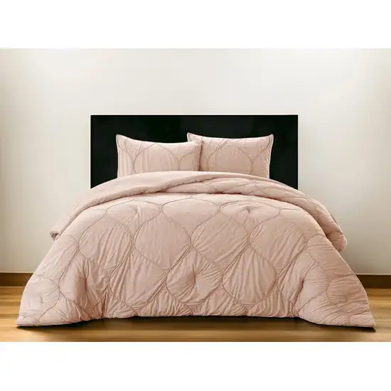 Blush King Polyester 130 Thread Count Washable Down Comforter Set Photo 1