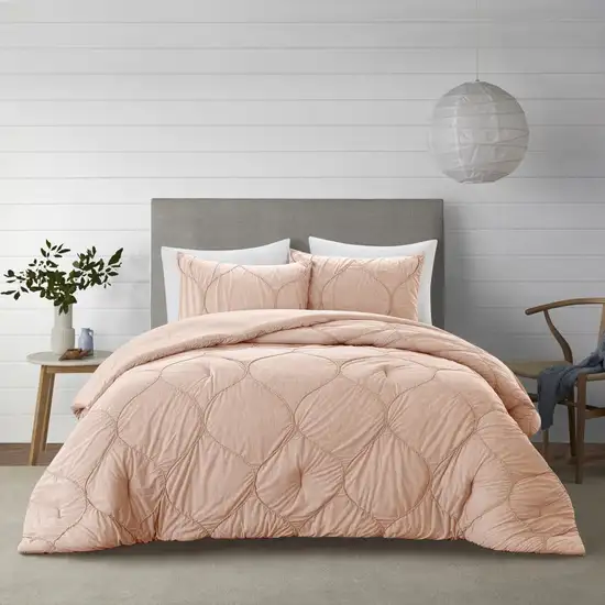 Blush King Polyester 130 Thread Count Washable Down Comforter Set Photo 5