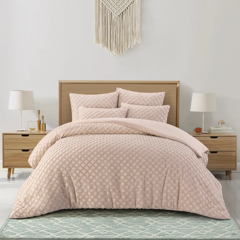 Blush Queen PolYester 180 Thread Count Washable Duvet Cover Set Photo 4