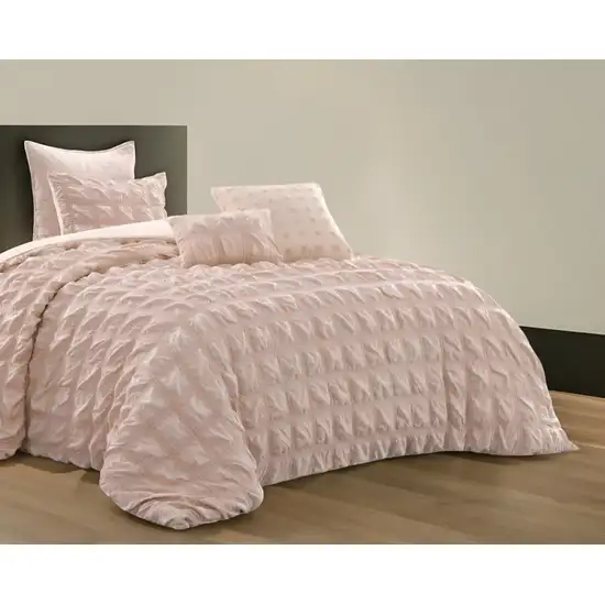 Blush Twin Polyester 180 Thread Count Washable Duvet Cover Set Photo 2