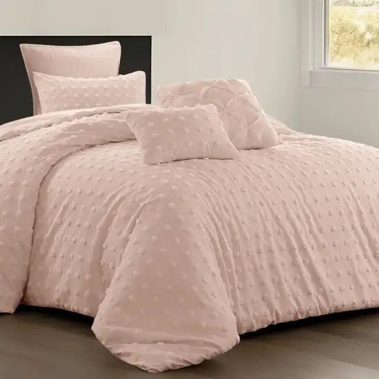 Blush Twin Polyester 220 Thread Count Washable Duvet Cover Set Photo 1