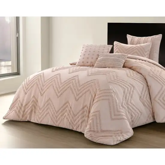 Blush Twin Polyester 180 Thread Count Washable Duvet Cover Set Photo 1