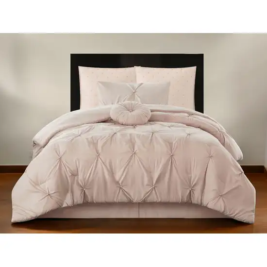 Blush Twin Polyester 140 Thread Count Washable Down Comforter Set Photo 1