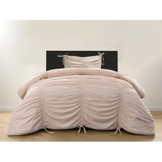 Blush Twin Polyester 180 Thread Count Washable Down Comforter Set Photo 1