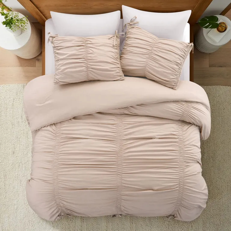 Blush Twin Polyester 180 Thread Count Washable Down Comforter Set Photo 5