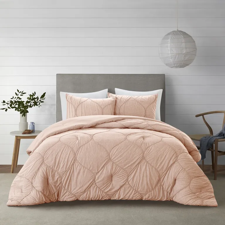 Blush Twin Polyester 180 Thread Count Washable Down Comforter Set Photo 5