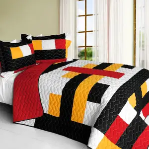 Photo of Bonfire Heart - 3PC Vermicelli - Quilted Patchwork Quilt Set (Full/Queen Size)