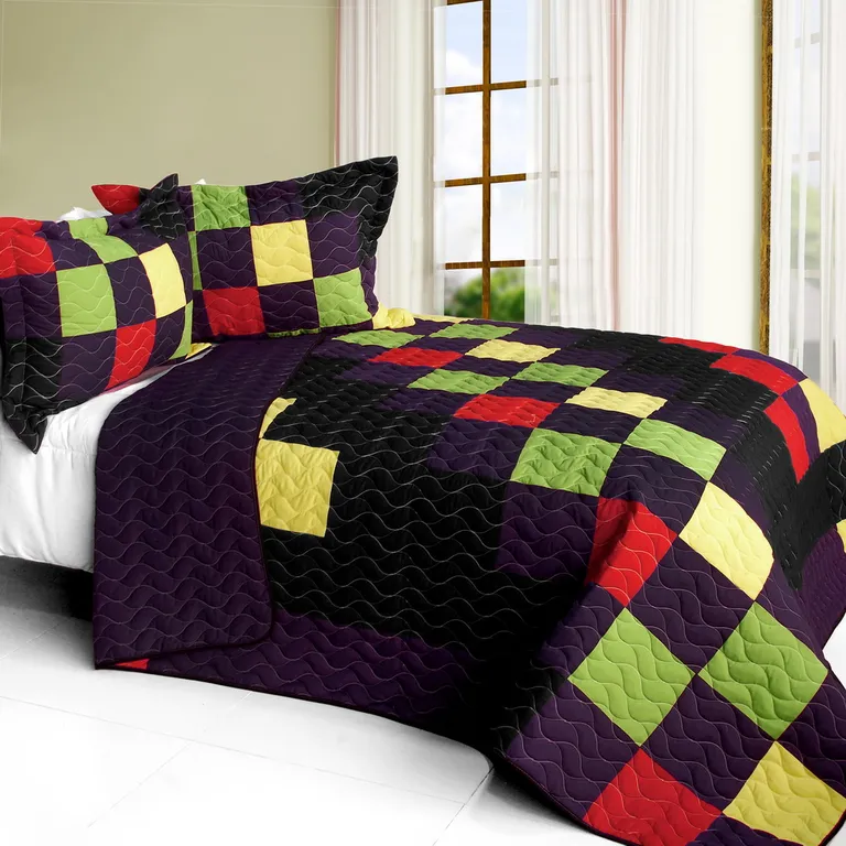 Break Free Party - 3PC Vermicelli - Quilted Patchwork Quilt Set (Full/Queen Size) Photo 1