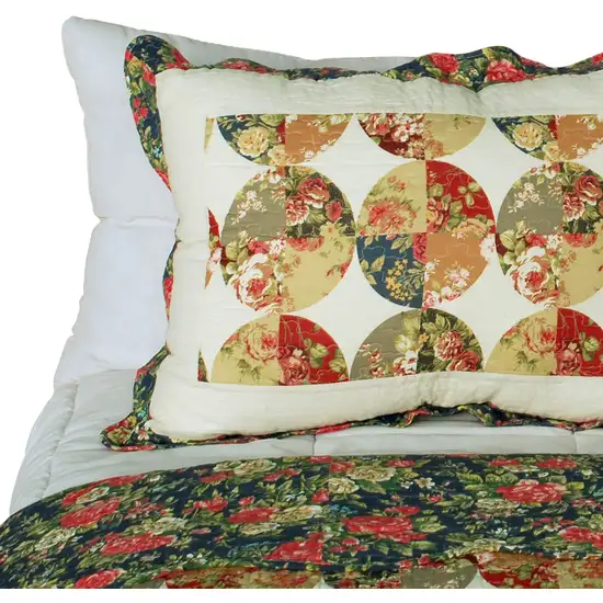 Bridge To Terabithia -  Cotton 3PC Vermicelli-Quilted Floral Patchwork Quilt Set (Full/Queen Size) Photo 3