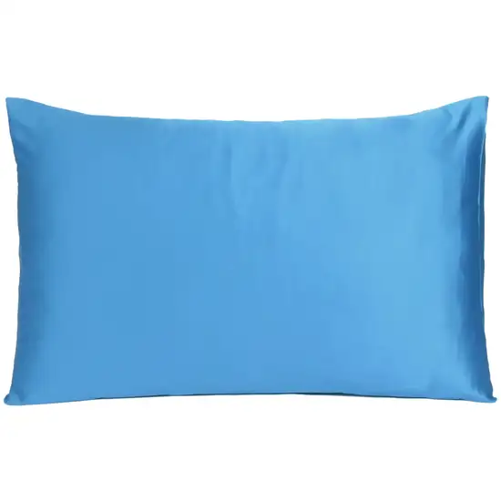 Bright Blue Dreamy Set Of 2 Silky Satin Queen Pillowcases Photo 2