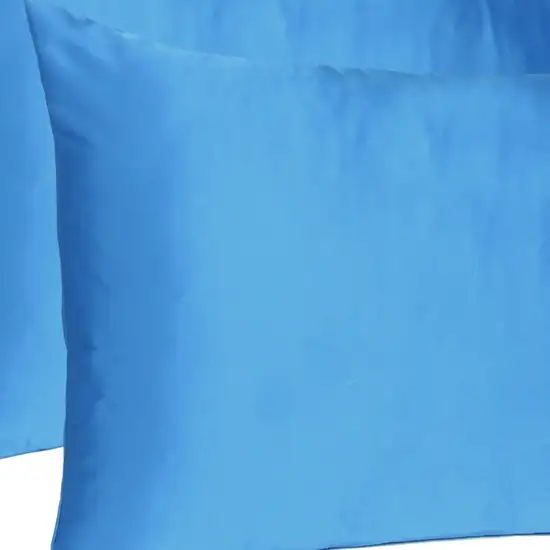 Bright Blue Dreamy Set Of 2 Silky Satin Queen Pillowcases Photo 6