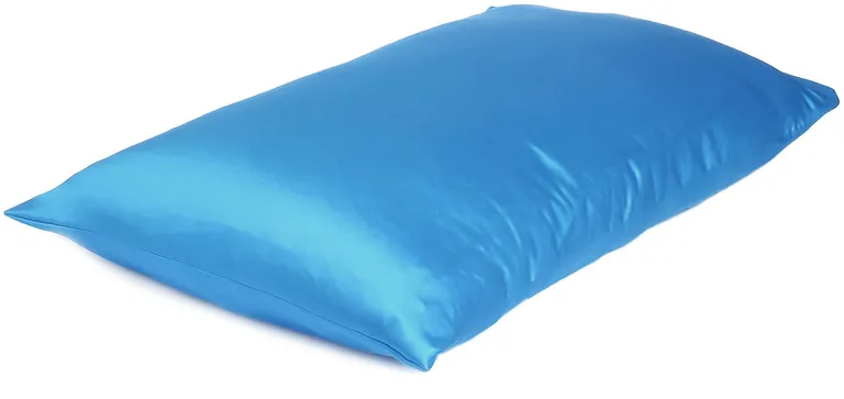 Bright Blue Dreamy Set Of 2 Silky Satin Queen Pillowcases Photo 3