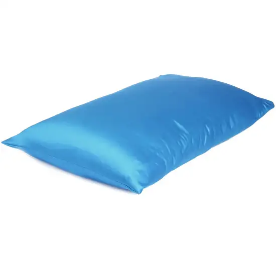 Bright Blue Dreamy Set Of 2 Silky Satin Queen Pillowcases Photo 3