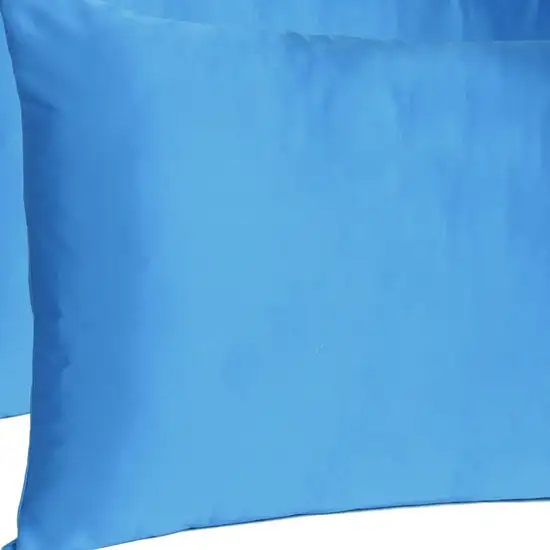 Bright Blue Dreamy Set Of 2 Silky Satin Standard Pillowcases Photo 6