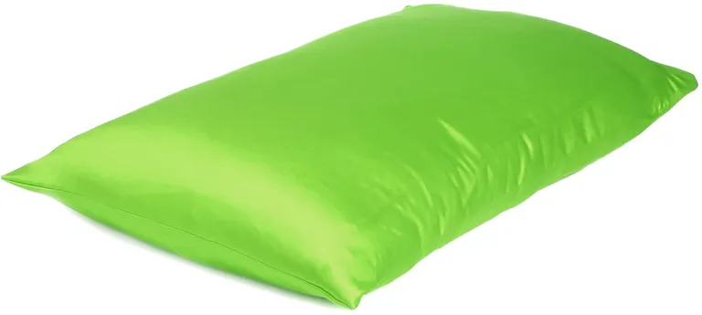 Bright Green Dreamy Set Of 2 Silky Satin King Pillowcases Photo 2