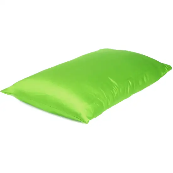 Bright Green Dreamy Set Of 2 Silky Satin King Pillowcases Photo 2