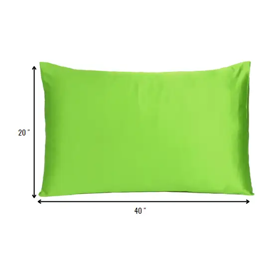 Bright Green Dreamy Set Of 2 Silky Satin King Pillowcases Photo 8