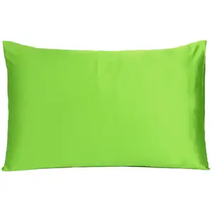 Photo of Bright Green Dreamy Set Of 2 Silky Satin King Pillowcases