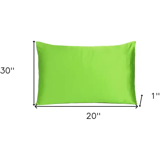 Bright Green Dreamy Set Of 2 Silky Satin Queen Pillowcases Photo 7