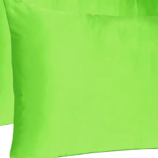 Bright Green Dreamy Set Of 2 Silky Satin Standard Pillowcases Photo 6