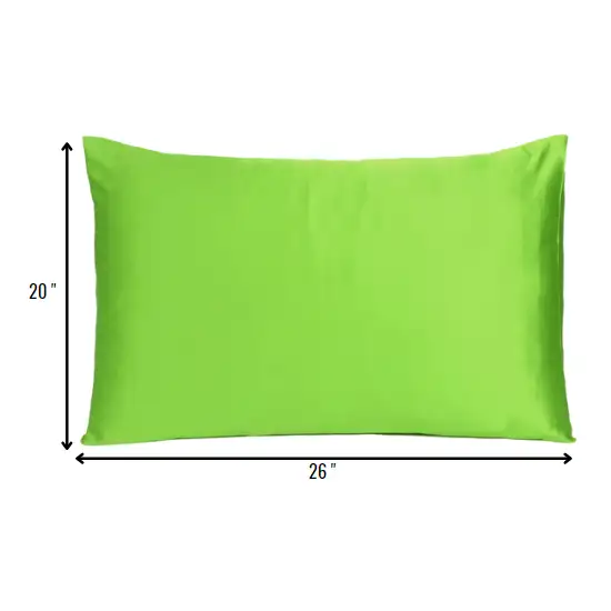 Bright Green Dreamy Set Of 2 Silky Satin Standard Pillowcases Photo 8