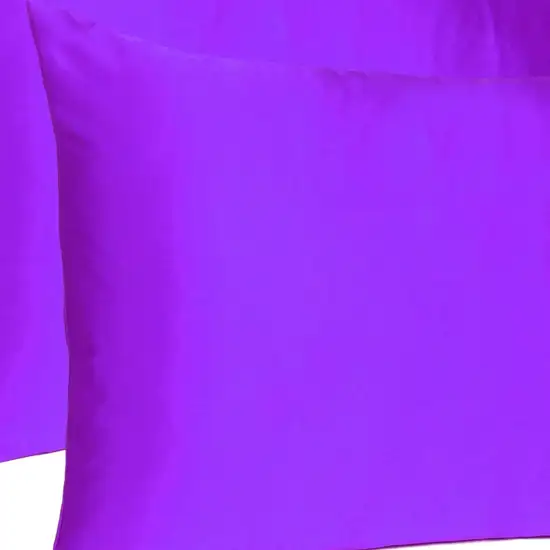 Bright Purple Dreamy Set Of 2 Silky Satin King Pillowcases Photo 6