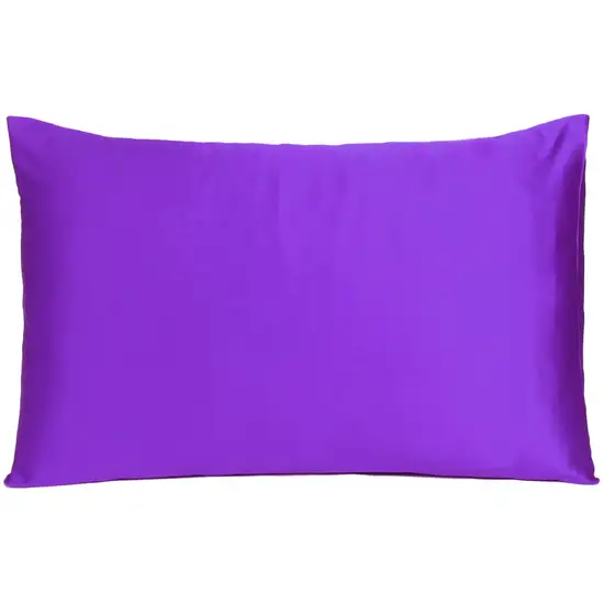 Bright Purple Dreamy Set Of 2 Silky Satin King Pillowcases Photo 2