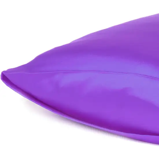 Bright Purple Dreamy Set Of 2 Silky Satin King Pillowcases Photo 5