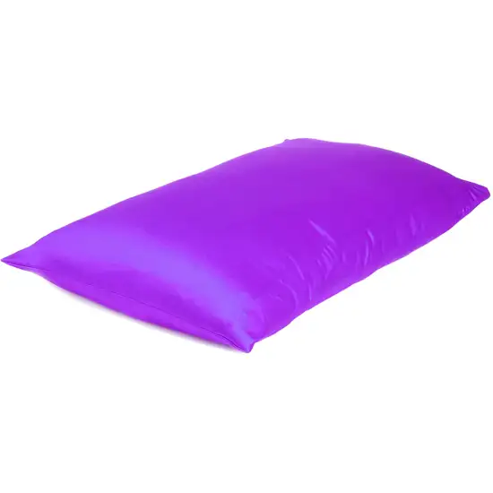 Bright Purple Dreamy Set Of 2 Silky Satin King Pillowcases Photo 3