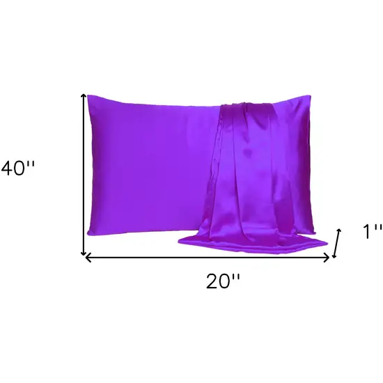 Bright Purple Dreamy Set Of 2 Silky Satin King Pillowcases Photo 8