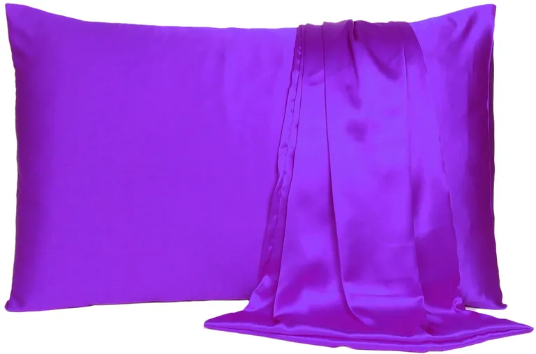 Bright Purple Dreamy Set Of 2 Silky Satin King Pillowcases Photo 1