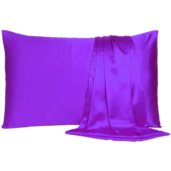 Bright Purple Dreamy Set Of 2 Silky Satin King Pillowcases Photo 1