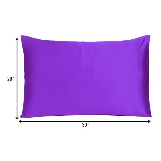 Bright Purple Dreamy Set Of 2 Silky Satin Queen Pillowcases Photo 8