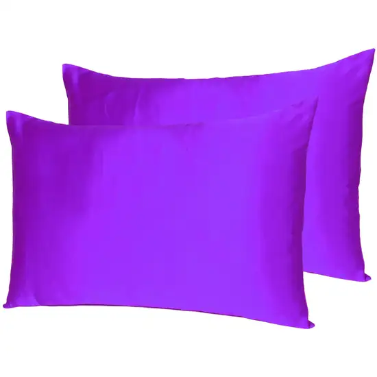 Bright Purple Dreamy Set Of 2 Silky Satin Standard Pillowcases Photo 7