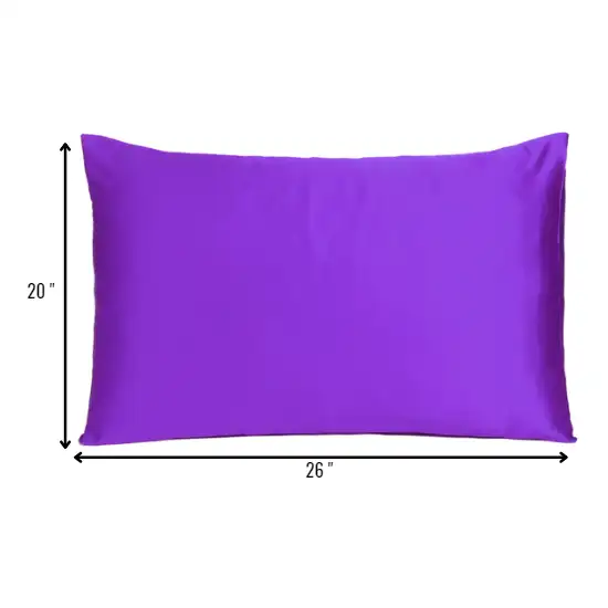 Bright Purple Dreamy Set Of 2 Silky Satin Standard Pillowcases Photo 8