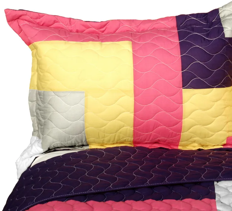 Bright Spring Day - 3PC Vermicelli - Quilted Patchwork Quilt Set (Full/Queen Size) Photo 2