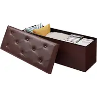 Photo of Brown Faux Leather Upholstered End of Bed Storage Bench Ottoman