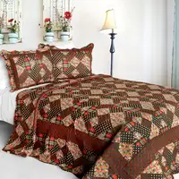Photo of Bubbly - Cotton 3PC Vermicelli-Quilted Striped Printed Quilt Set (Full/Queen Size)
