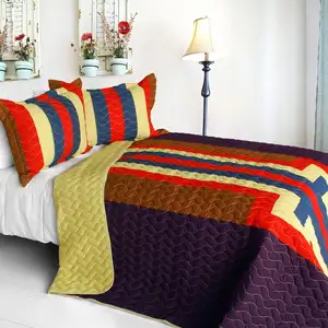 Photo of Bubbly Night - 3PC Vermicelli-Quilted Patchwork Quilt Set (Full/Queen Size)