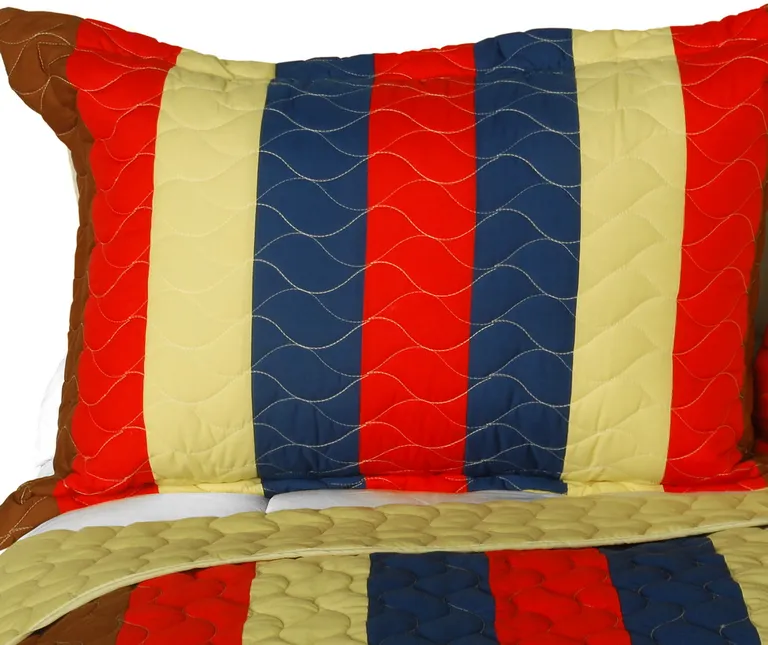 Bubbly Night - 3PC Vermicelli-Quilted Patchwork Quilt Set (Full/Queen Size) Photo 2