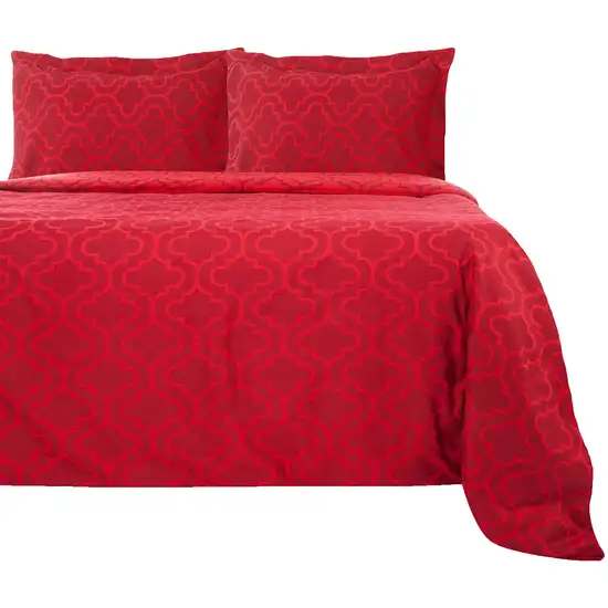 Burgundy  Cotton Blend Thread Count Washable Duvet Cover Set Photo 1