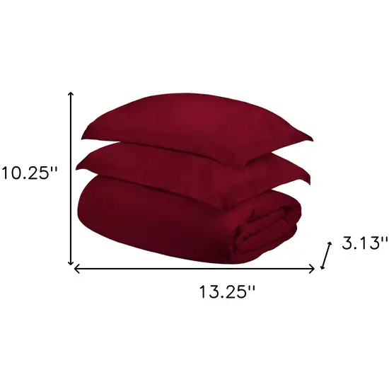 Burgundy King Cotton Blend 400 Thread Count Washable Duvet Cover Set Photo 3