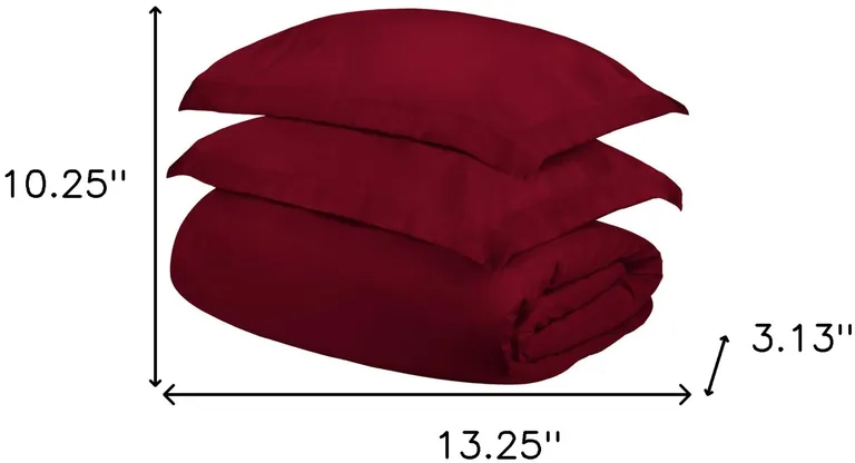 Burgundy King Cotton Blend 400 Thread Count Washable Duvet Cover Set Photo 3