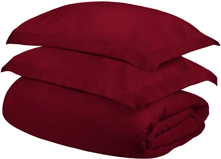 Burgundy King Cotton Blend 400 Thread Count Washable Duvet Cover Set Photo 1